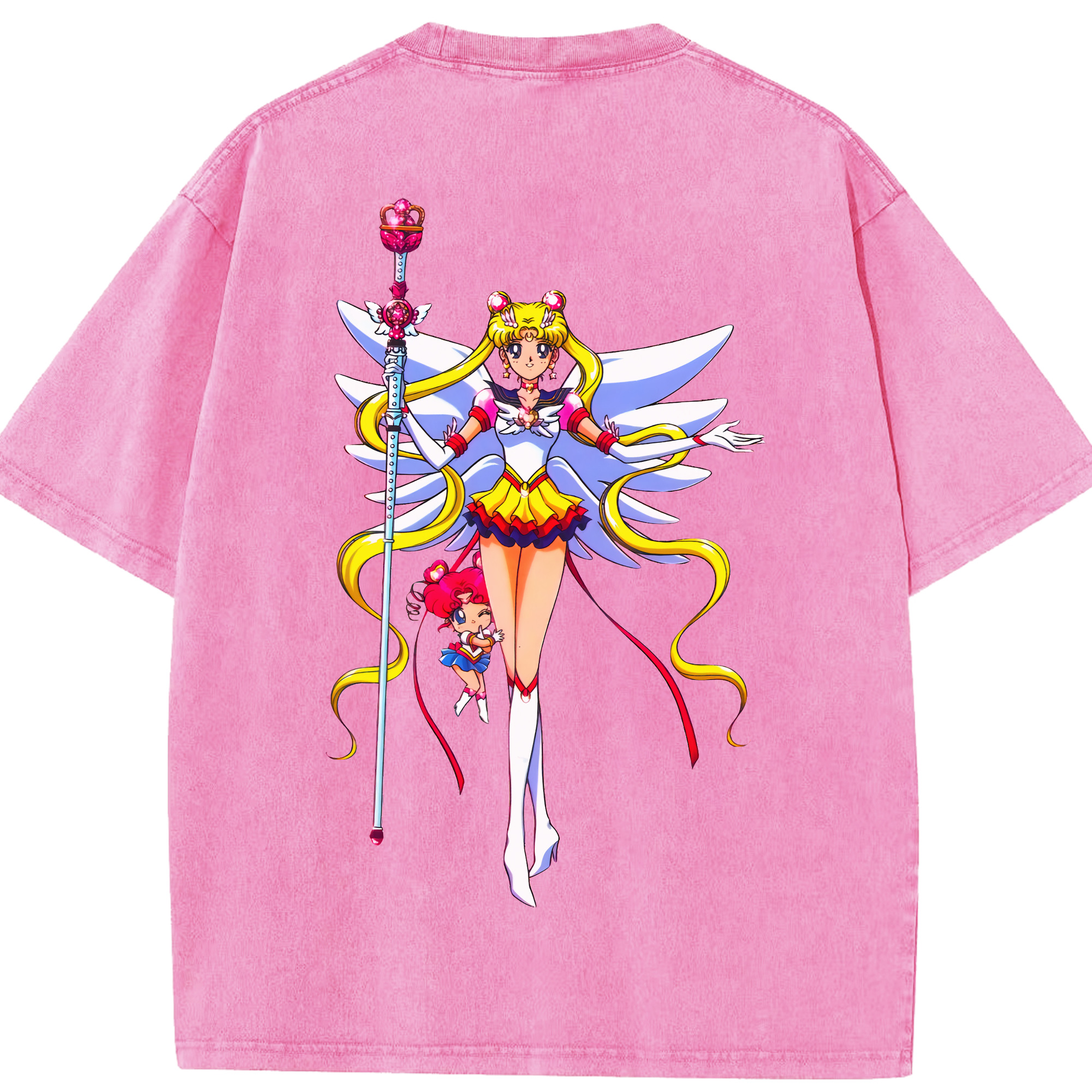 （画像用） 美少女戦士セーラームーン 月野 うさぎ つきの うさぎ Sailor Moon Tsukino Usagi 綿100% ヴィンテージ風 半袖Tシャツ（背面プリント）